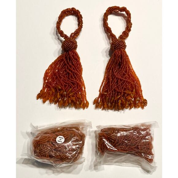 Vintage Saro Lifestyle NR59.O Drop Tassel Napkin Rings & Baho Beaded Napkin Ring - Picture 3 of 7